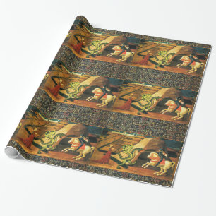 ST. GEORGE, DRAGON EN PRINCIPE Geel groen Cadeaupapier