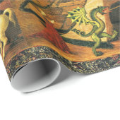 ST. GEORGE, DRAGON EN PRINCIPE Geel groen Cadeaupapier (Rol Hoek)