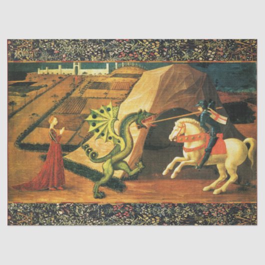ST. GEORGE, DRAGON EN PRINCIPE Geel groen Tissuepapier (Voorkant)