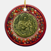 ST.GEORGE, DRAGON/MADONNA EN KINDERSTROOM KERAMISCH ORNAMENT (Achterkant)