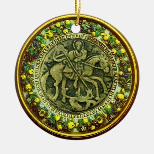 ST.GEORGE, DRAGON/MADONNA EN KINDERSTROOM KERAMISCH ORNAMENT (Voorkant)