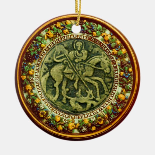 ST.GEORGE, DRAGON/MADONNA EN KINDERSTROOM KERAMISCH ORNAMENT (Voorkant)