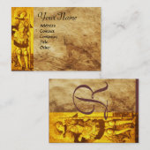 ST.GEORGE, DRAGON Perkament Monogram Goud Geel Visitekaartje (Voorkant / Achterkant)