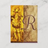 ST.GEORGE, DRAGON Perkament Monogram Goud Geel Visitekaartje (Achterkant)