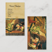 ST. GEORGE,DRAGON,PRINCESS Green Brown Parchment Visitekaartje (Voorkant / Achterkant)