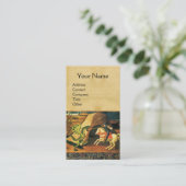 ST. GEORGE,DRAGON,PRINCESS Green Brown Parchment Visitekaartje (Staand voorkant)