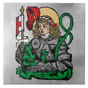 St. George en de Draak (Neurenberg) Keramische teg Tegeltje