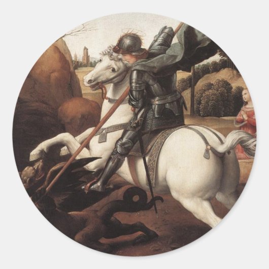 St. George en de Draak Ronde Sticker (Voorkant)