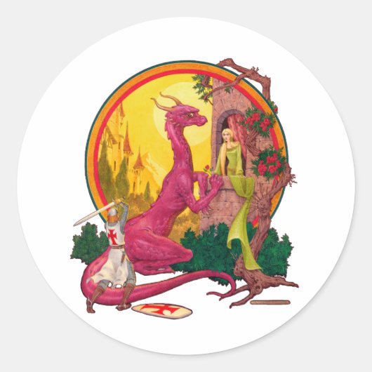 St.George en de Draak Ronde Sticker (Voorkant)