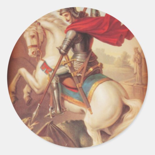 St. George en de Draak Ronde Sticker (Voorkant)