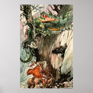 St George en de draak van Charles Folkard Poster