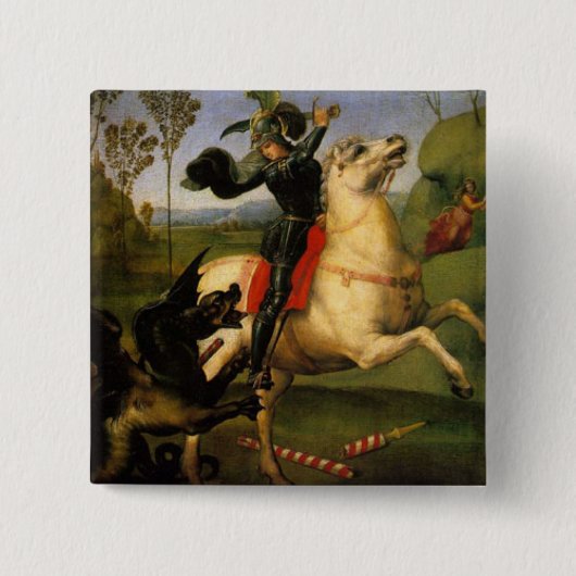 St. George en de Draak Vierkante Button 5,1 Cm (Voorkant)