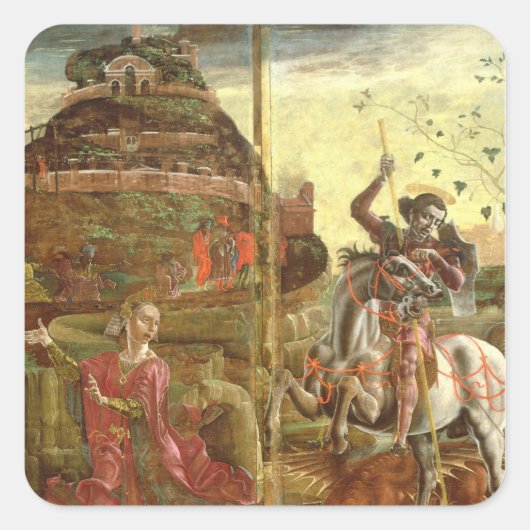 St. George en de Draak Vierkante Sticker (Voorkant)