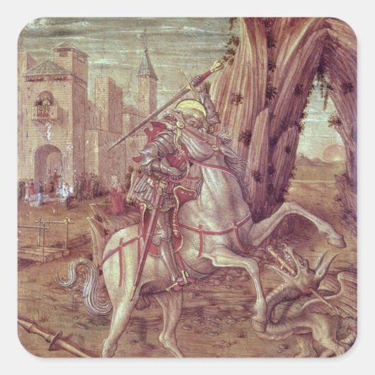 St. George en de Draak Vierkante Sticker (Voorkant)