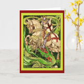 St. George en de Dragon ~ Art Nouveau Kaart (Gele Bloem)