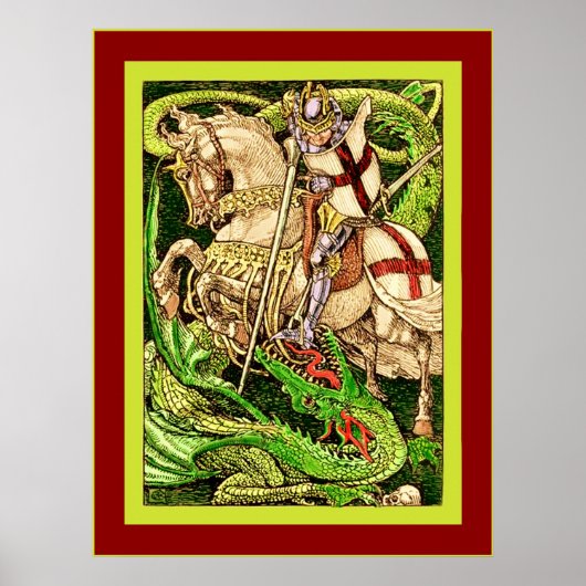 St. George en de Dragon ~  Art Nouveau Poster (Voorkant)