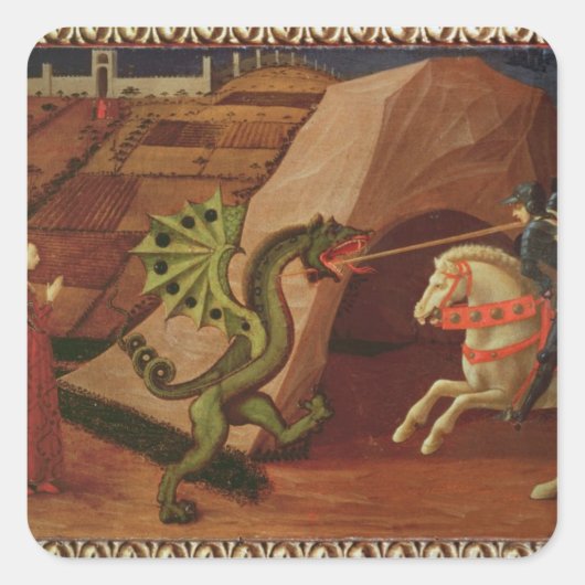 St. George en de Dragon, c.1439-40 Vierkante Sticker (Voorkant)