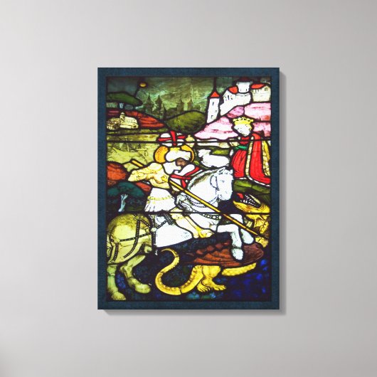 St. George en de Dragon Glas in lood Double Canvas Afdruk (Voorkant)