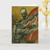 St. George en de Dragon Greetings Kaart (Gele Bloem)
