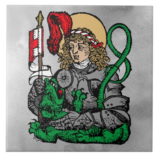 St. George en de Dragon (Neurenberg) keramische te Tegeltje (Voorkant)