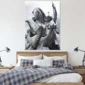 St George en Dragon door Eduard Kiss Canvas Afdruk (Insitu (Slaapkamer))