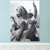St George en Dragon door Eduard Kiss Canvas Afdruk (Insitu (Houten vloer))
