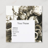 ST. GEORGE EN DRAGON MONOGRAM, zwart wit Vierkante Visitekaartje (Voorkant)