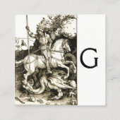 ST. GEORGE EN DRAGON MONOGRAM, zwart wit Vierkante Visitekaartje (Achterkant)