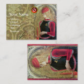 ST.GEORGE EN DRAGON Red Ruby Monogram, Gold Damask Visitekaartje (Voorkant / Achterkant)