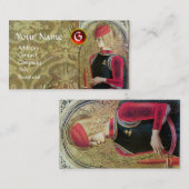 ST.GEORGE EN DRAGON Red Ruby Monogram, Gold Damask Visitekaartje (Voorkant / Achterkant)