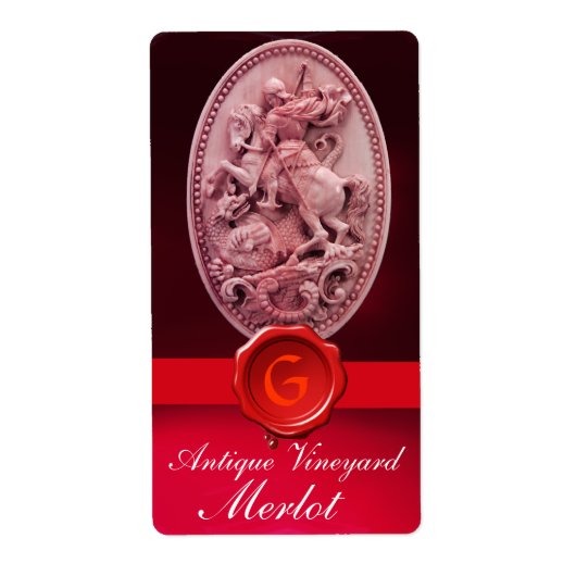 ST.GEORGE EN DRAGON RED WAX SEAL MONOGRAM Wine Etiket (Voorkant)