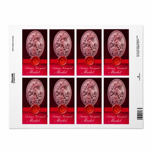 ST.GEORGE EN DRAGON RED WAX SEAL MONOGRAM Wine Etiket (Full Sheet)