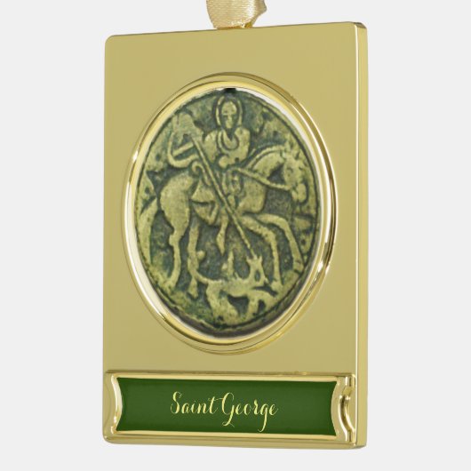 ST.GEORGE EN DRAGON VERGULD BANNER ORNAMENT (Links)