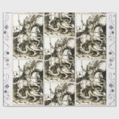 ST. GEORGE EN DRAGON, zwart wit Cadeaupapier (Vlak)