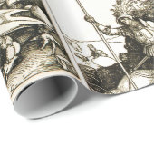 ST. GEORGE EN DRAGON, zwart wit Cadeaupapier (Rol Hoek)