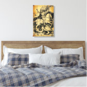 ST. GEORGE EN DRAGON, zwart wit Canvas Afdruk (Insitu (Slaapkamer))