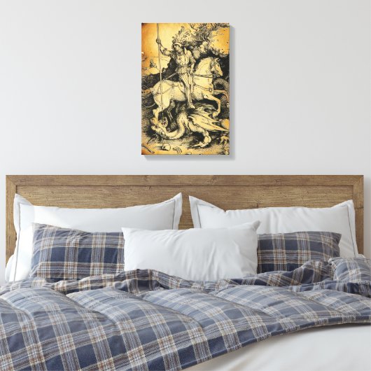 ST. GEORGE EN DRAGON, zwart wit Canvas Afdruk (Insitu (Slaapkamer))