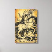 ST. GEORGE EN DRAGON, zwart wit Canvas Afdruk (Voorkant)