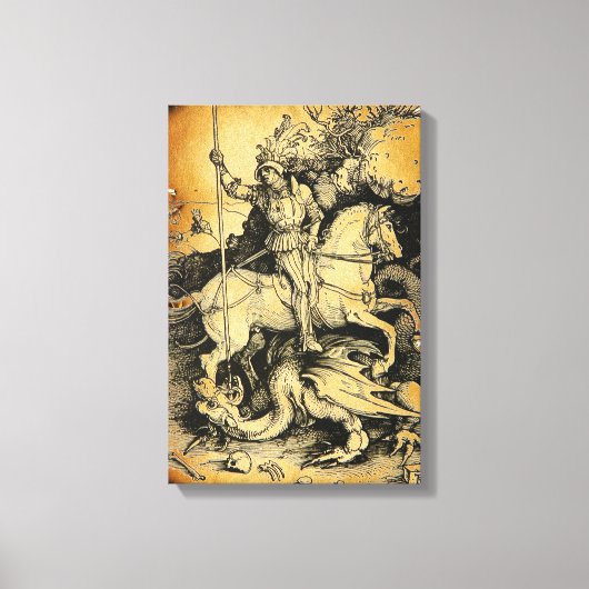 ST. GEORGE EN DRAGON, zwart wit Canvas Afdruk (Voorkant)
