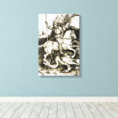 ST. GEORGE EN DRAGON, zwart wit Canvas Afdruk (Insitu (Houten vloer))