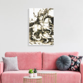 ST. GEORGE EN DRAGON, zwart wit Canvas Afdruk (Insitu (Woonkamer))