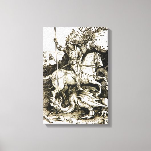 ST. GEORGE EN DRAGON, zwart wit Canvas Afdruk (Voorkant)
