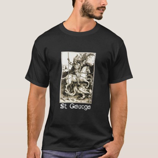 ST. GEORGE EN DRAGON, zwart wit T-shirt (Voorkant)