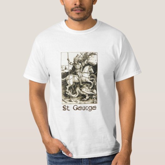 ST. GEORGE EN DRAGON, zwart wit T-shirt (Voorkant)