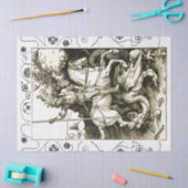 ST. GEORGE EN DRAGON, zwart wit Tissuepapier (Craft)