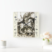 ST. GEORGE EN DRAGON, zwart wit Vierkante Klok (Huis)