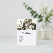 ST. GEORGE EN DRAGON, zwart wit Visitekaartje (Staand voorkant)