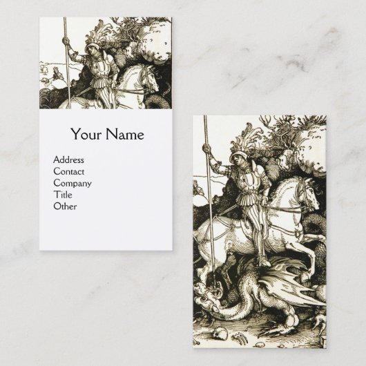 ST. GEORGE EN DRAGON, zwart wit Visitekaartje (Voorkant / Achterkant)