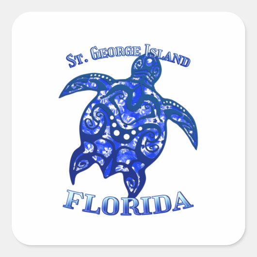 St. George Florida Vakantie Stam Turtle Vierkante Sticker (Voorkant)