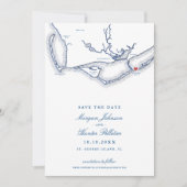 St. George Island FL Elegant Navy Beach Wedding Save The Date (Voorkant)